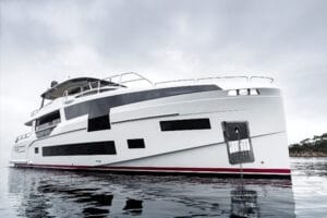 Luxury yacht on calm waters in Miami, showcasing exclusive and modern design, ideal for charter and superyacht rentals.